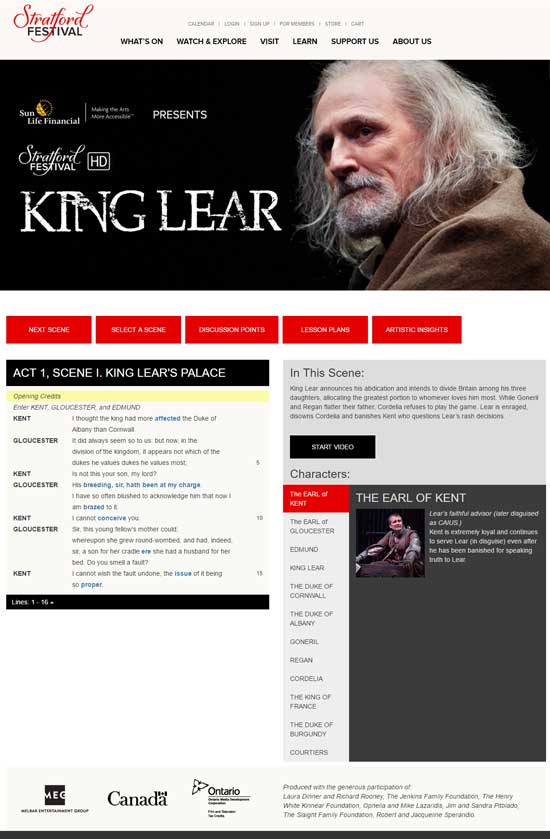 Stratford Shakespeare Festival: Performance Plus (King Lear)